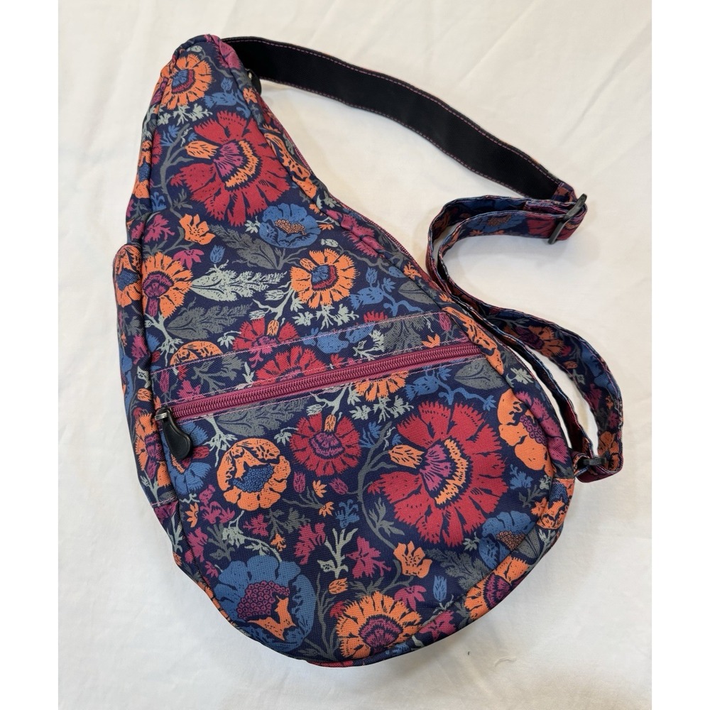 AmeriBag Healthy Back Bag Sling Purse Medium Floral Crossbody Boho Travel EUC